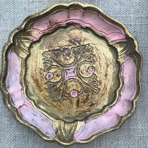Set of Three Pink Vintage Italian Florentine Coasters