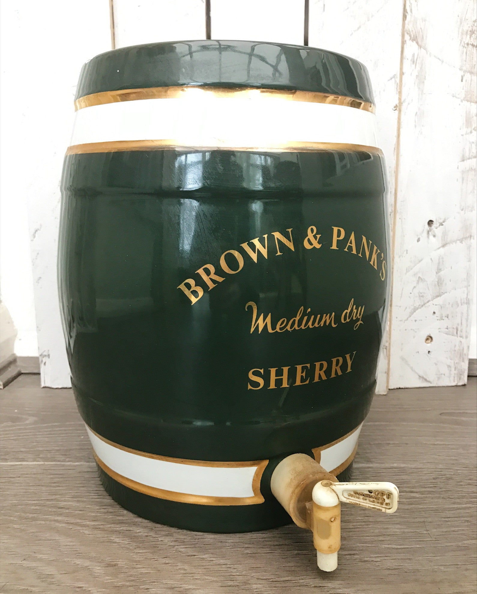 Brown and Panks Ceramic Sherry Barrel in green