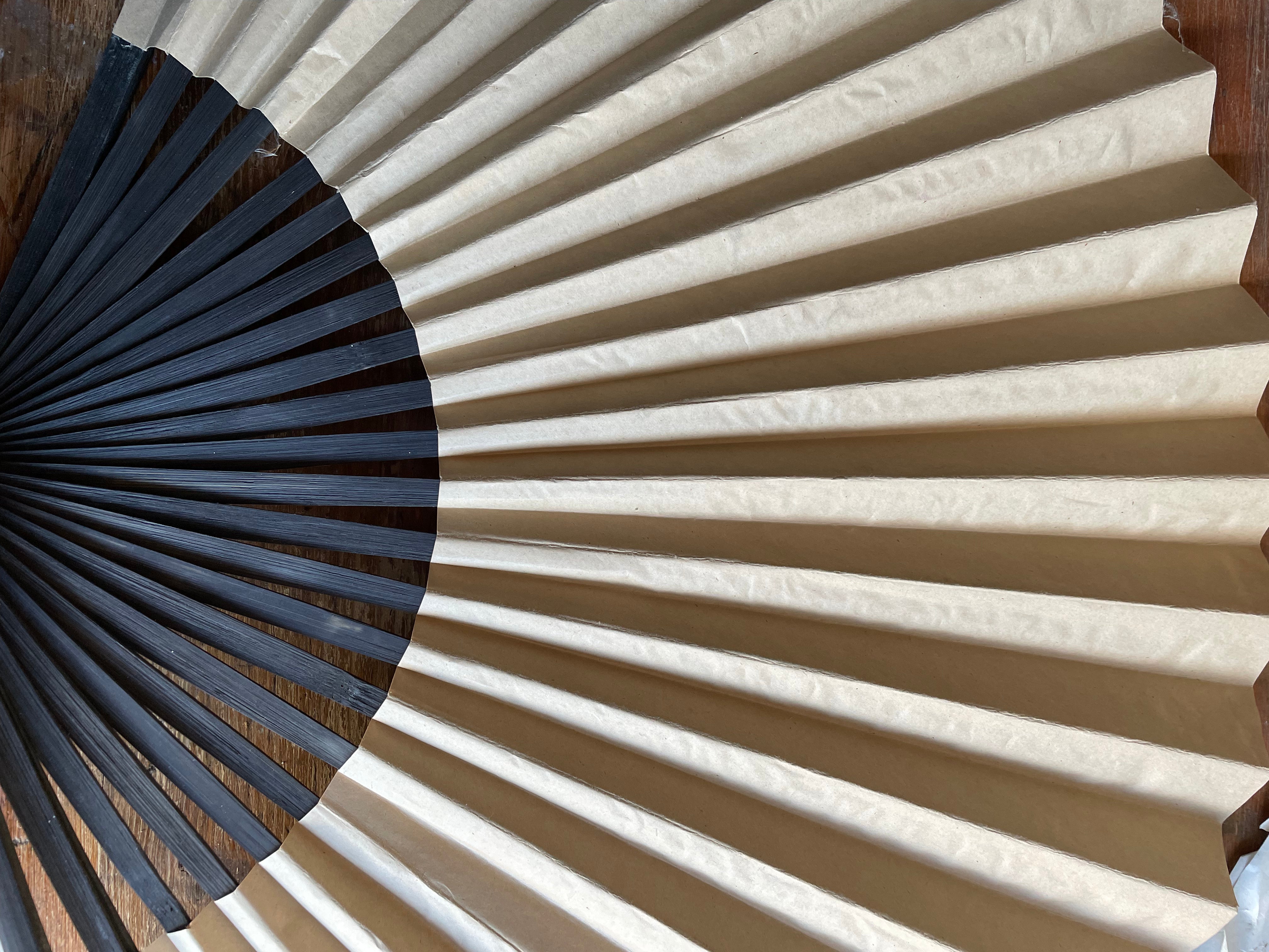 Large Vintage Paper and Wood Fan