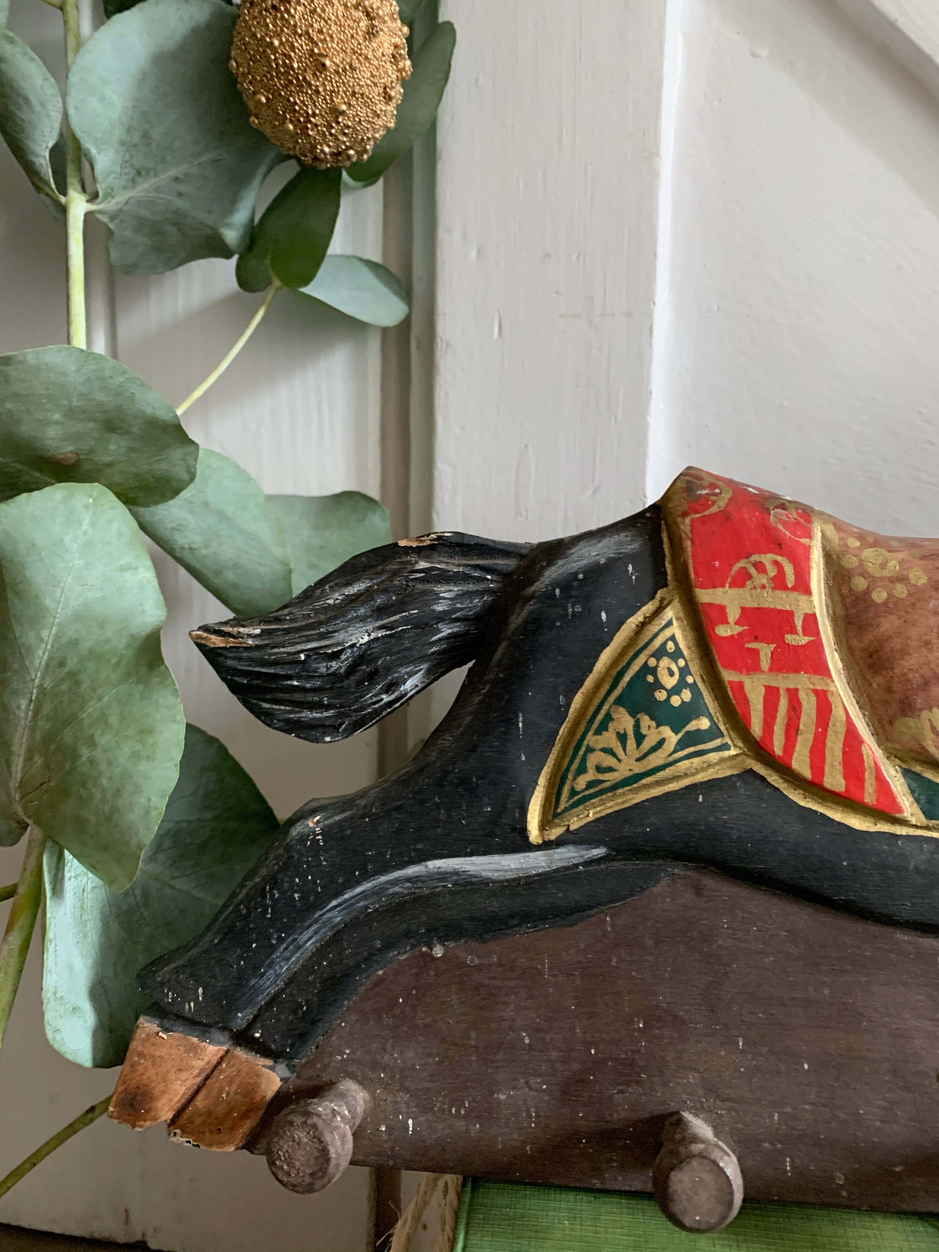 Vintage Handpainted Wooden “Carousel Horse” Hook Rack
