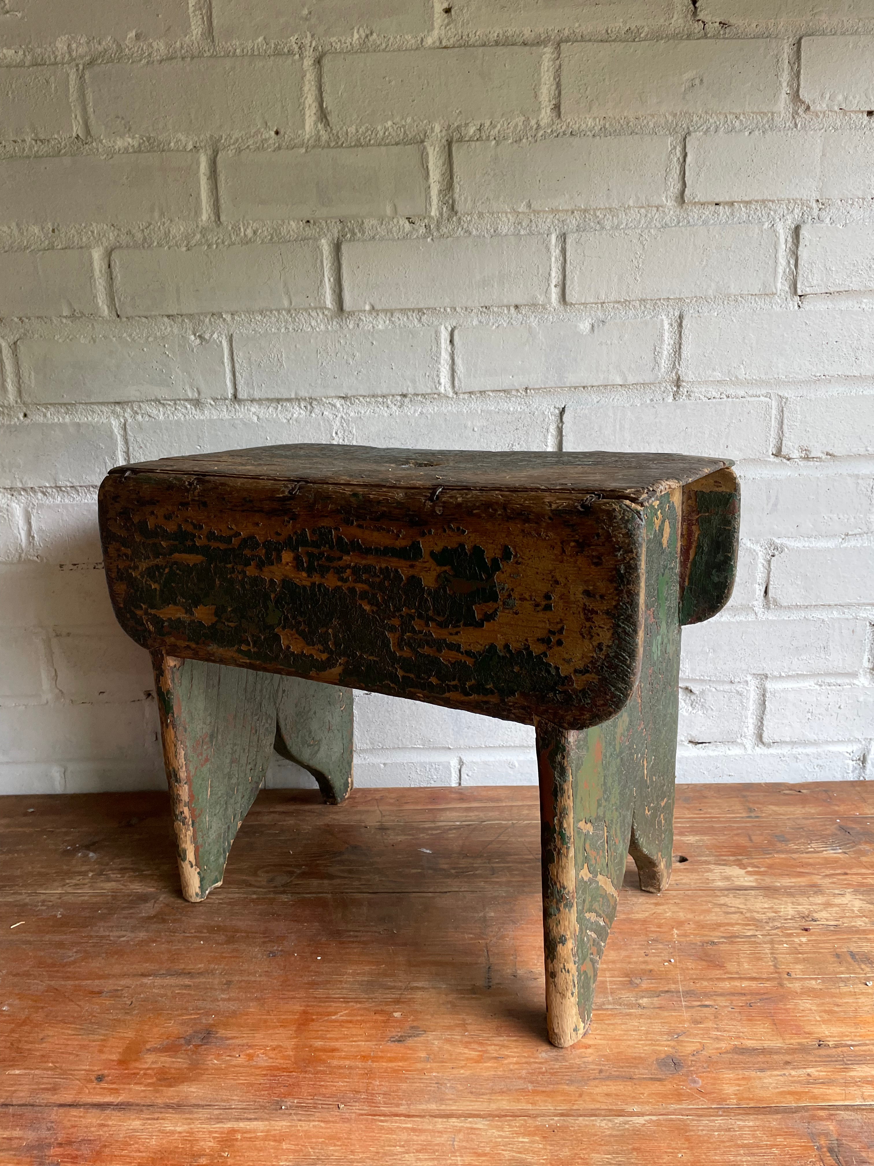 Rustic Green Stool