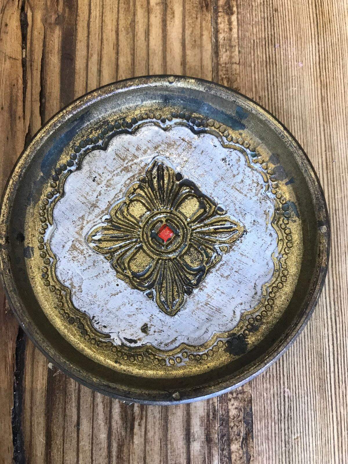 Five Vintage Italian Florentine Coasters - Colour Mix