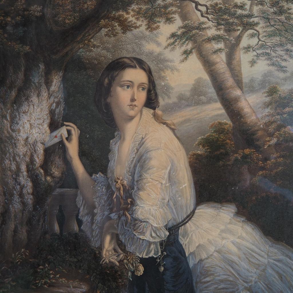 1856 George Baxter “The Lovers Letter Box” Print