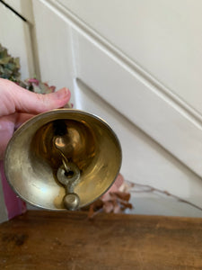 Small Vintage Brass Handbell with Wooden Handle
