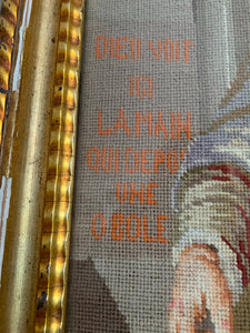 Very Large Early 1900s French Needlework Tapestry with Original Gilt Frame