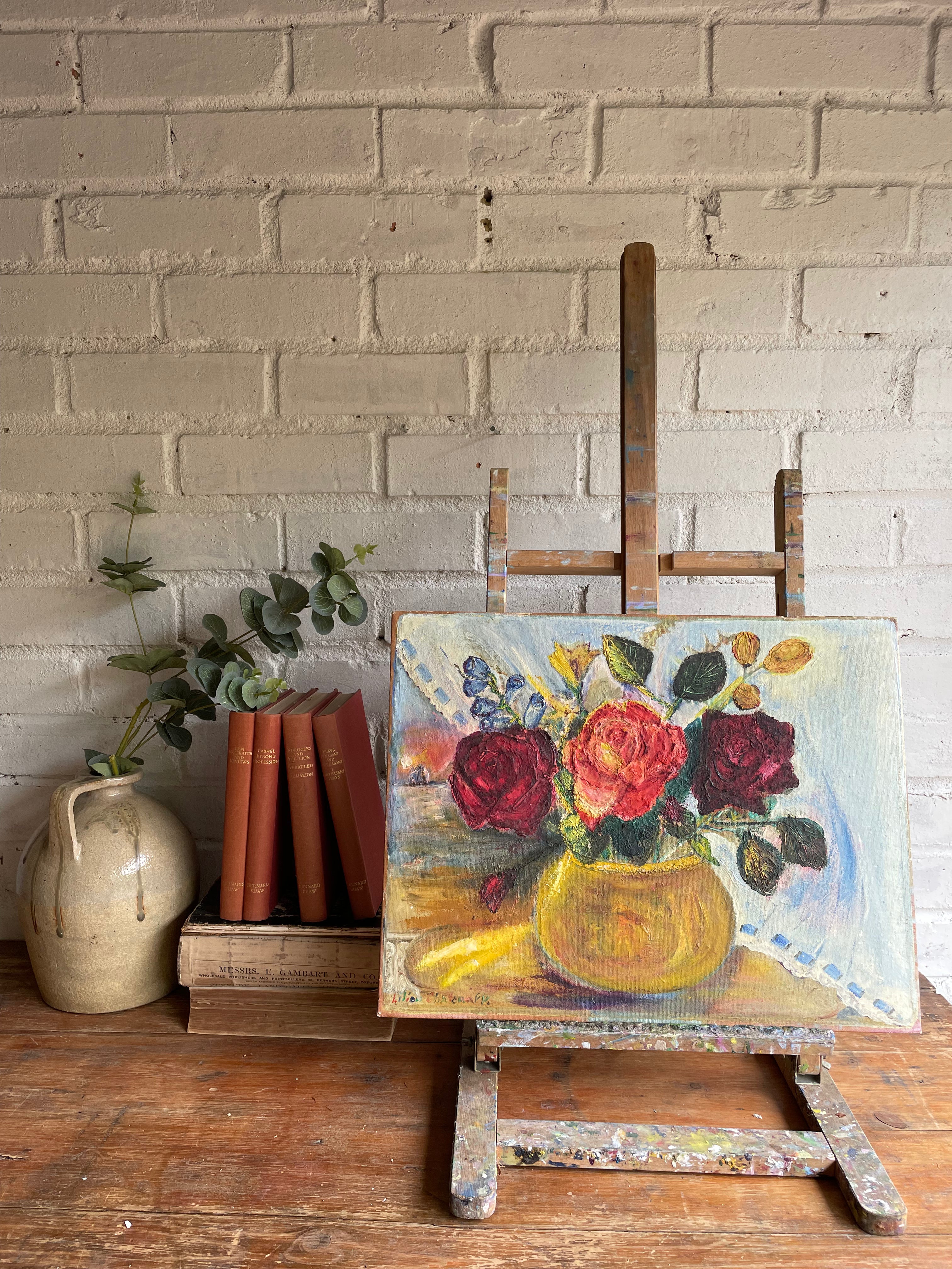 Floral Still Life: Oil on Board