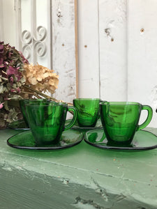 1950s Green Glass Espresso cups - set of 4