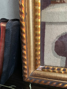 Very Large Early 1900s French Needlework Tapestry with Original Gilt Frame