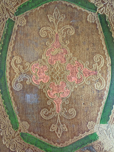 Florentine Wood Gilt Tray - Pink & Green
