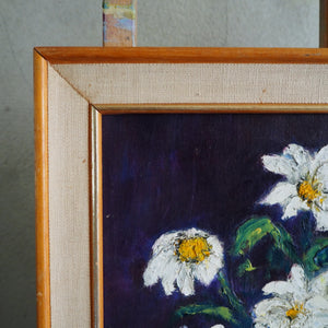 Daisies: Midcentury Oil on Board