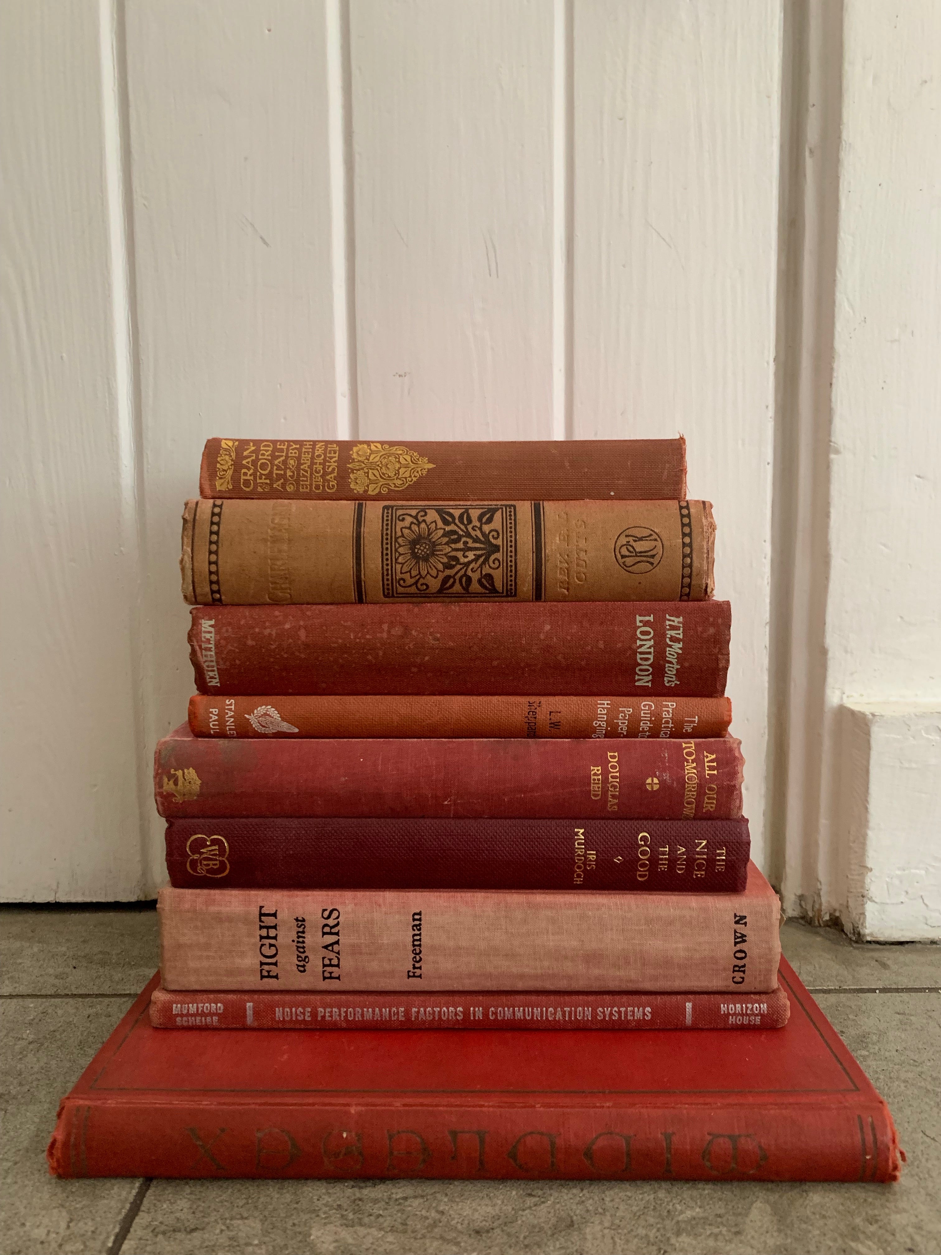 Set of 9 vintage books with red covers