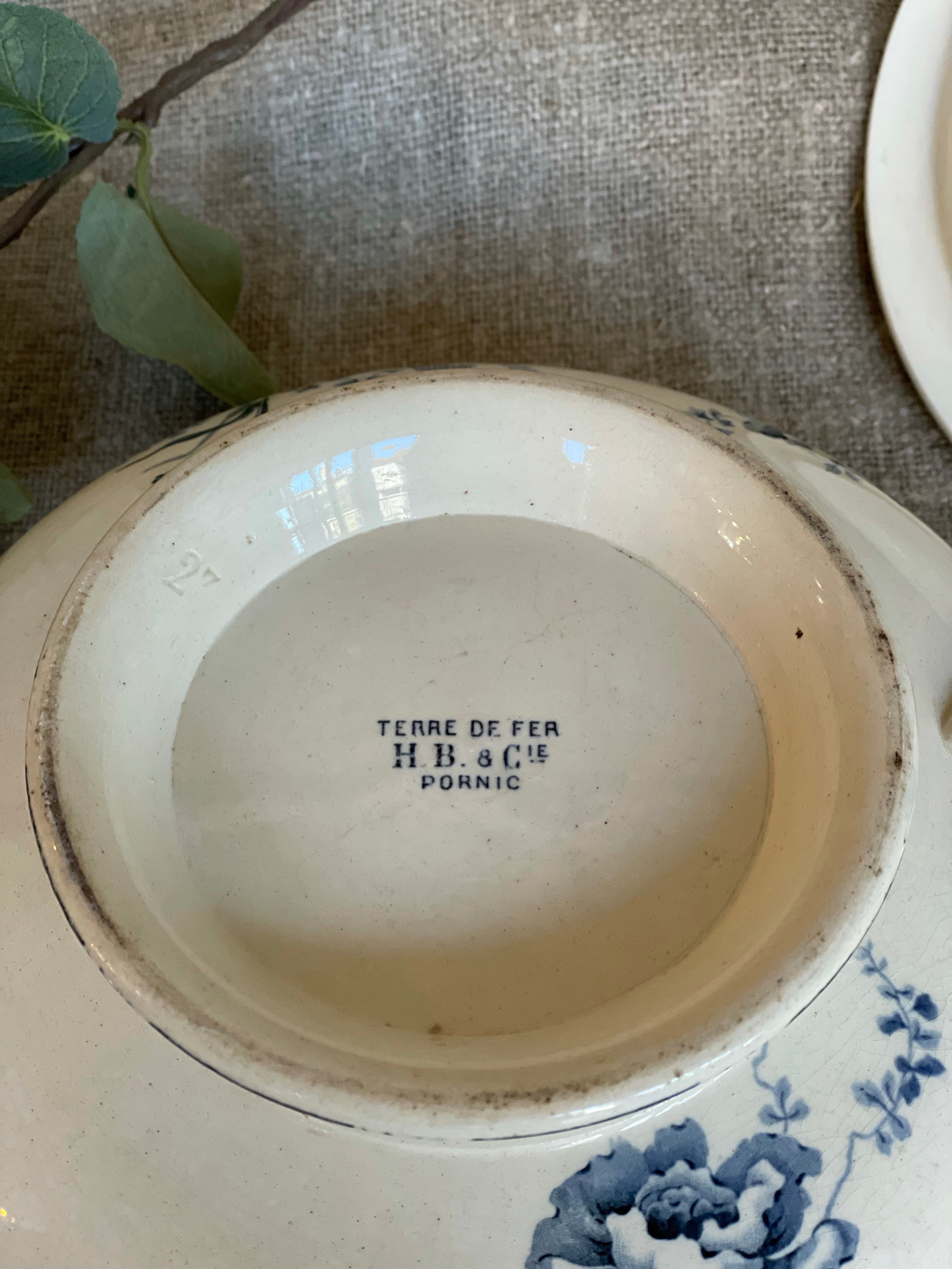 Small Antique French Ironstone Terre de Fer Tureen