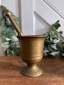 Small Antique Brass Pestle and Mortar