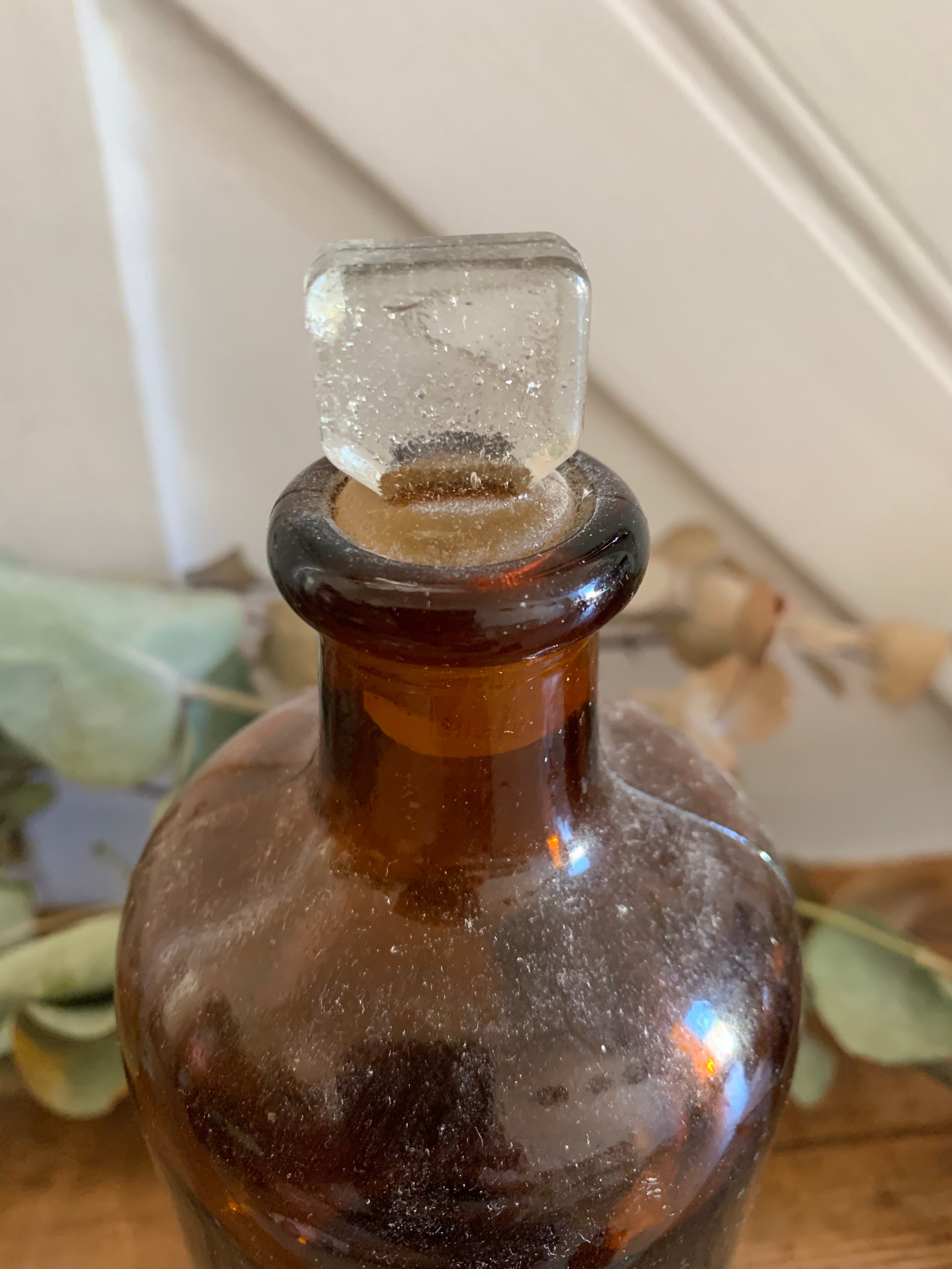 Medium Vintage Laboratory Bottle with clear stopper
