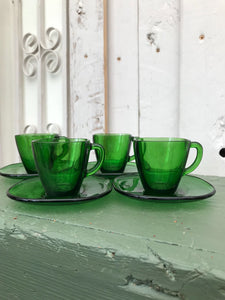 1950s Green Glass Espresso cups - set of 4