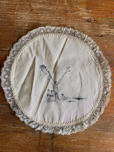 Victorian Silk & Lace Doily with Ink Lettered “Y”