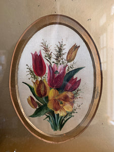 Floral Painting on Silk in Pink Hues