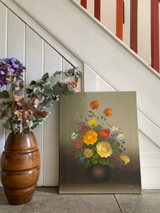 Vintage Floral Oil on Canvas