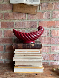 Vintage “Shell” Ceramic Vase: Burgundy