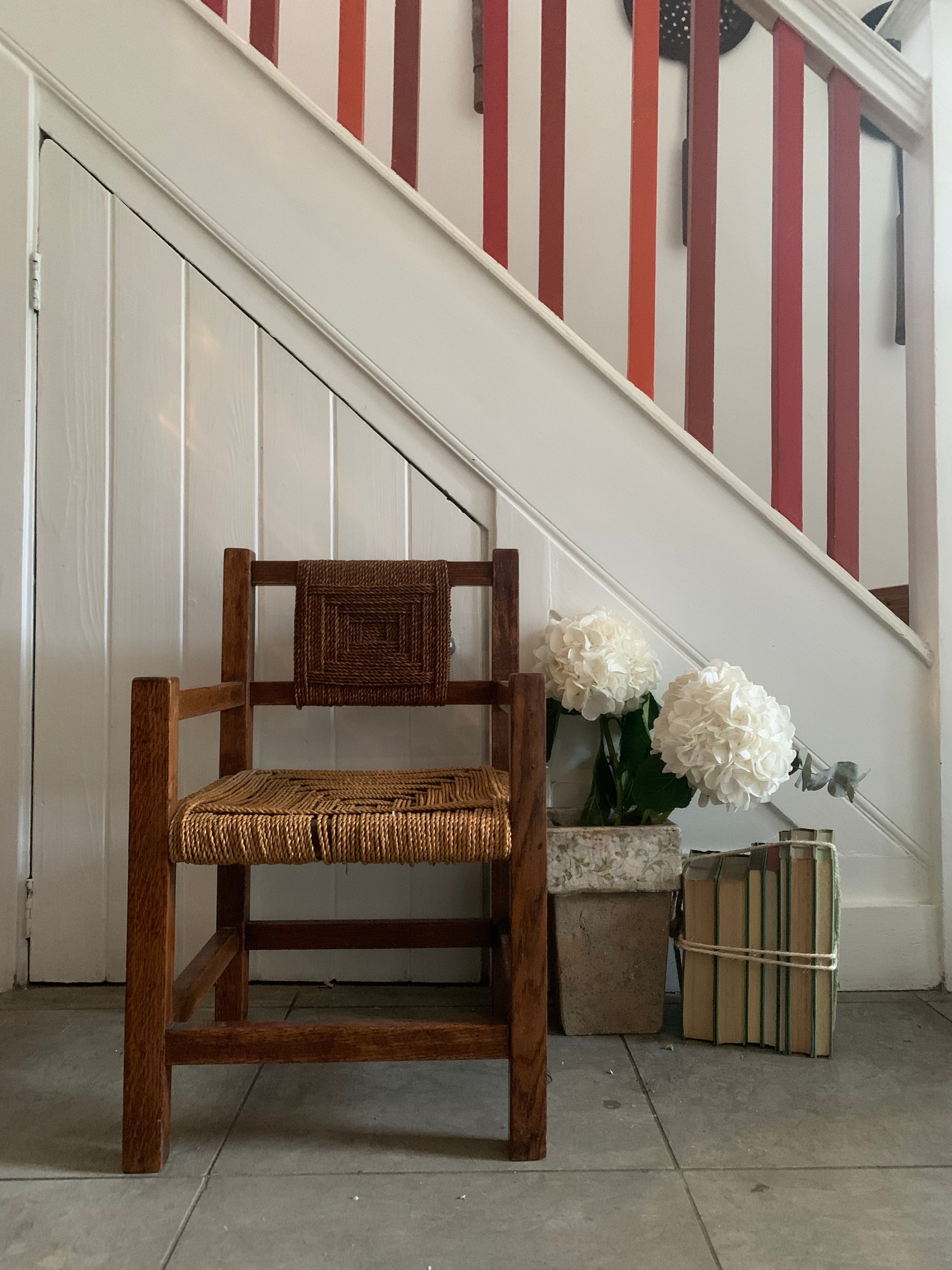 Small Vintage Woven Rush Chair