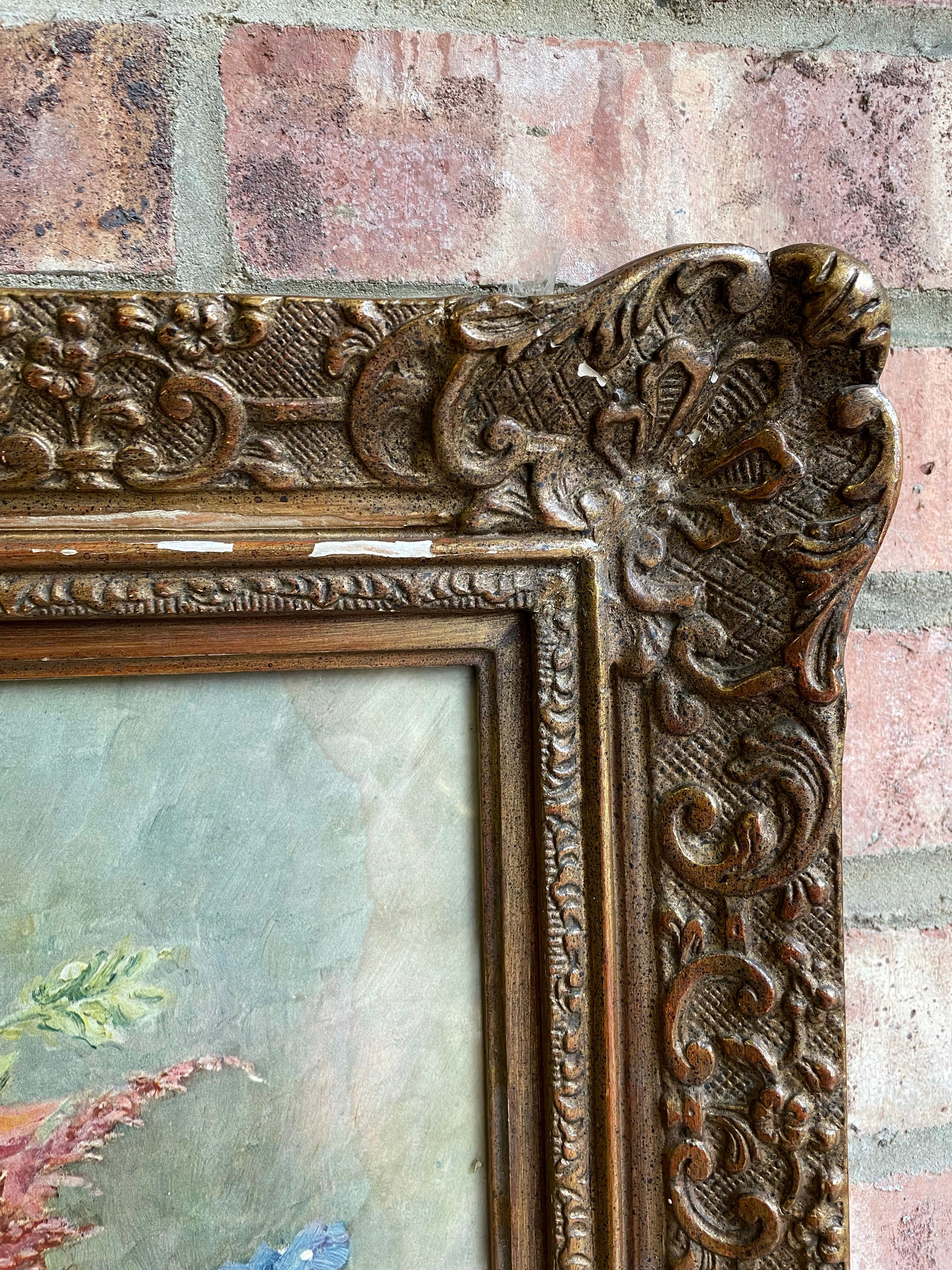 19th Century Floral Mezzotint in original gilt frame